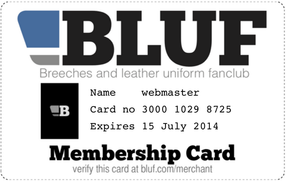 A BLUF membership card